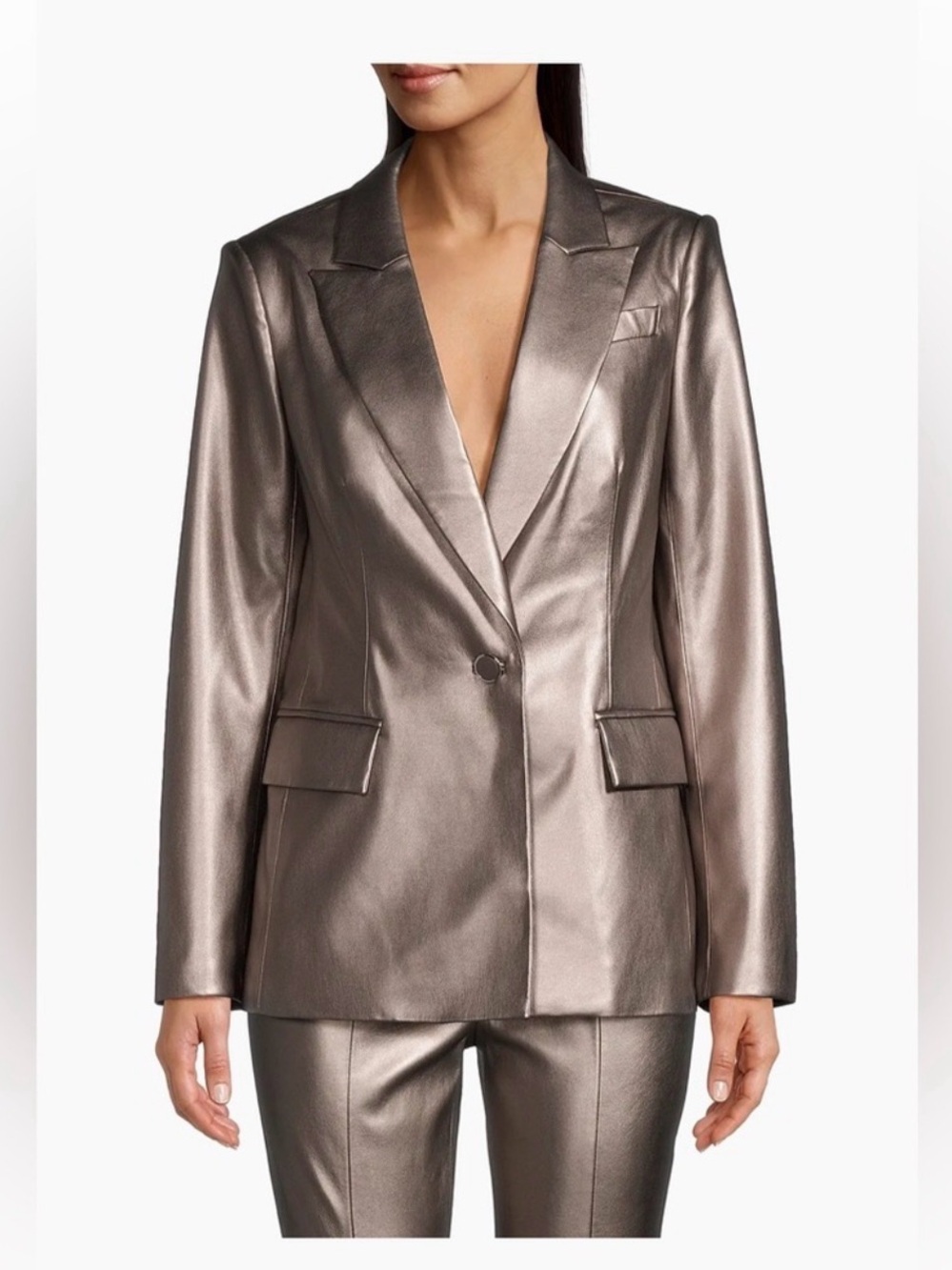 Metallic Leather Blazer
